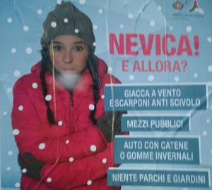 Manifesti per l'emergenza neve a Genova