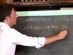 Matteo Renzi sbaglia alla lavagna della Scuola