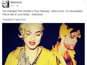 post di Madonna su morte di Prince