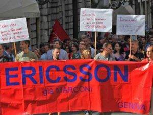 Prosegue il corteo dei lavoratori di Ericsson